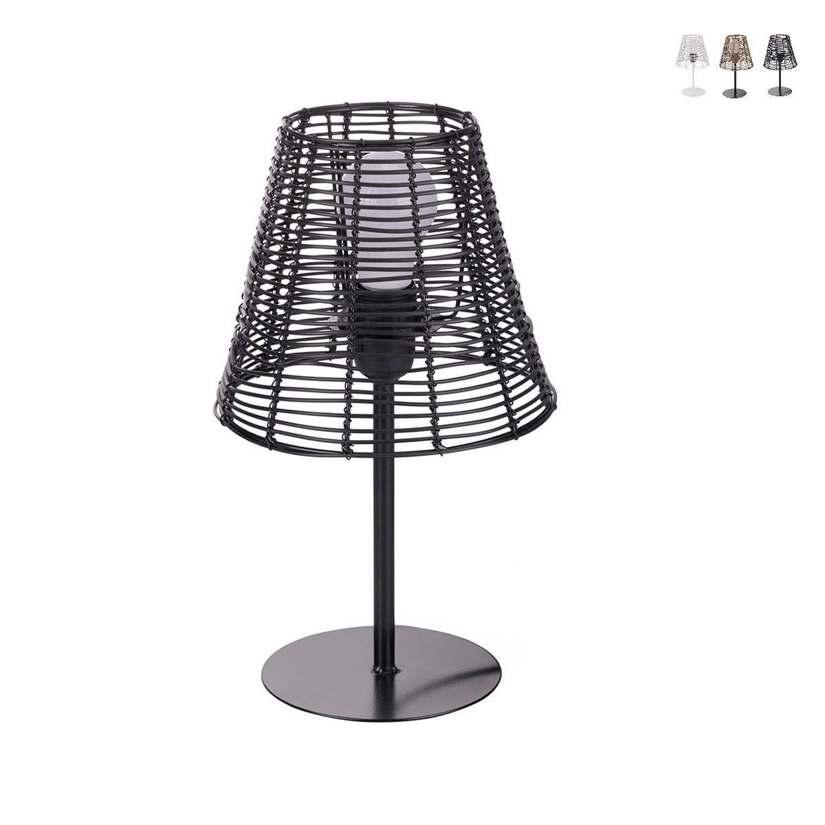 Schreibtischlampe im Rattan-Look Sayura
