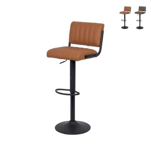 2er-Set Drehbare Barhocker aus Kunstleder im Industrie-Stil Teyama Aktion