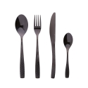Set aus 16 glänzenden Edelstahl-Besteckteilen mit gehämmertem Griff Harlem, schwarz Aktion
