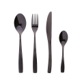 Set aus 16 glänzenden Edelstahl-Besteckteilen mit gehämmertem Griff Harlem, schwarz Aktion