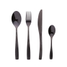 Set aus 16 glänzenden Edelstahl-Besteckteilen mit gehämmertem Griff Harlem, schwarz Aktion
