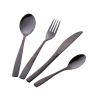 Set aus 16 glänzenden Edelstahl-Besteckteilen mit gehämmertem Griff Harlem, schwarz Angebot