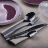 Set aus 16 glänzenden Edelstahl-Besteckteilen mit gehämmertem Griff Harlem, schwarz Verkauf