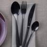 Set aus 16 glänzenden Edelstahl-Besteckteilen mit gehämmertem Griff Harlem, schwarz Sales