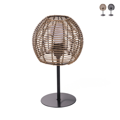 Tischlampe mit Fadenschirm in Rattan-Optik Tashik Aktion