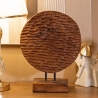 Dekorative, handgefertigte ethnische Holzskulptur aus Teak, Coin Verkauf