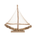 Segelboot-Skulptur aus Holz mit Stoffnetz 45x45x7cm Enok Rabatte