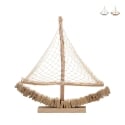 Segelboot-Skulptur aus Holz mit Stoffnetz 45x45x7cm Enok Aktion