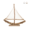 Segelboot-Skulptur aus Holz mit Stoffnetz 45x45x7cm Enok Aktion