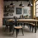 stuhl im industriestil design küche bar steel wood top light 