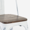 Metallstühle im industriellen Vintage-Stil mit weißer Oberfläche und Holzplatte: Steel Old Wood. Katalog