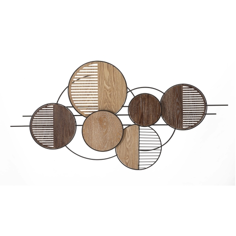 Wanddeko-Panel Holz Metall Boho Chic 134x69cm Woody Aktion