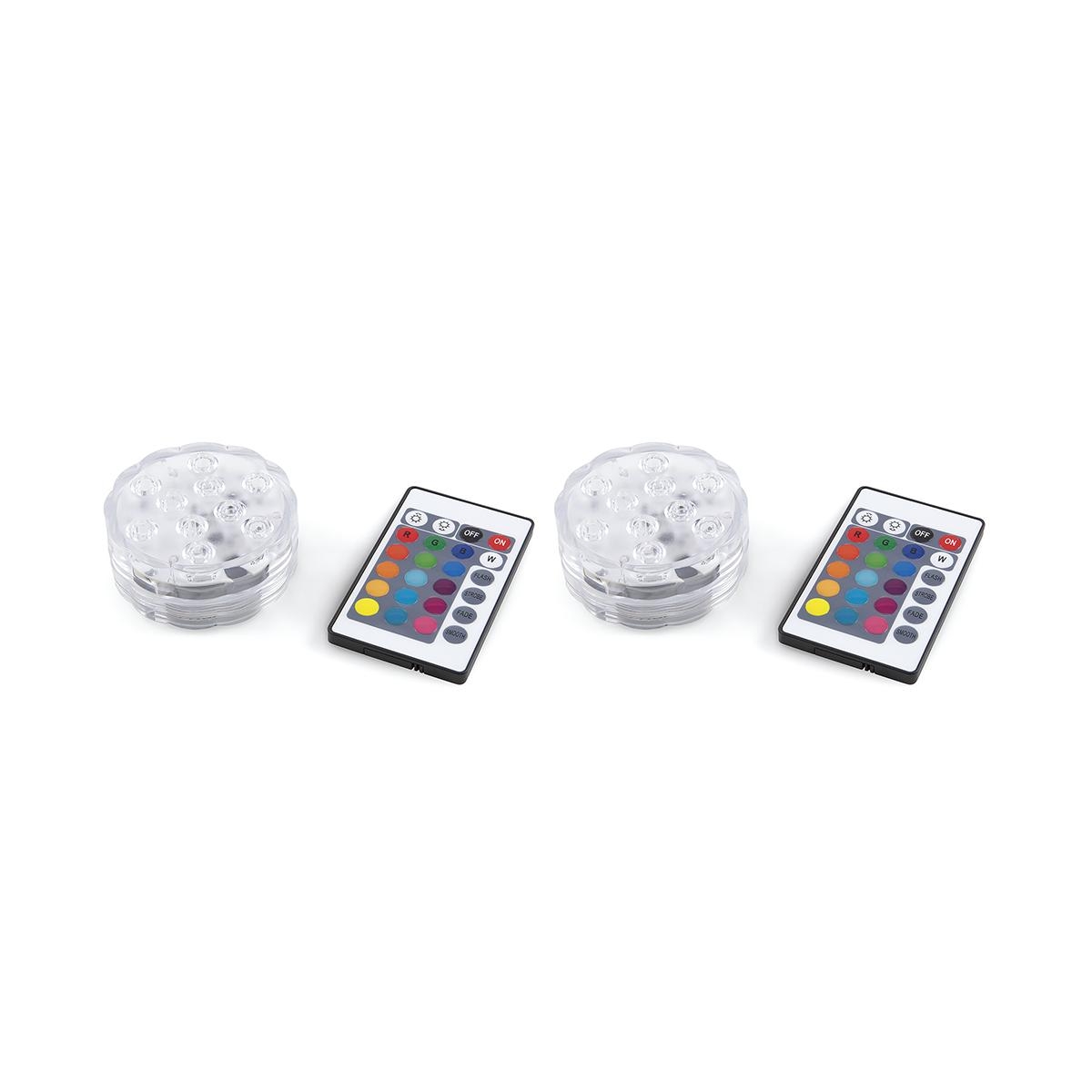 Set aus 2 LED-Strahlern wasserdicht mit Fernbedienung Ø 6,9x2,8 cm Virel