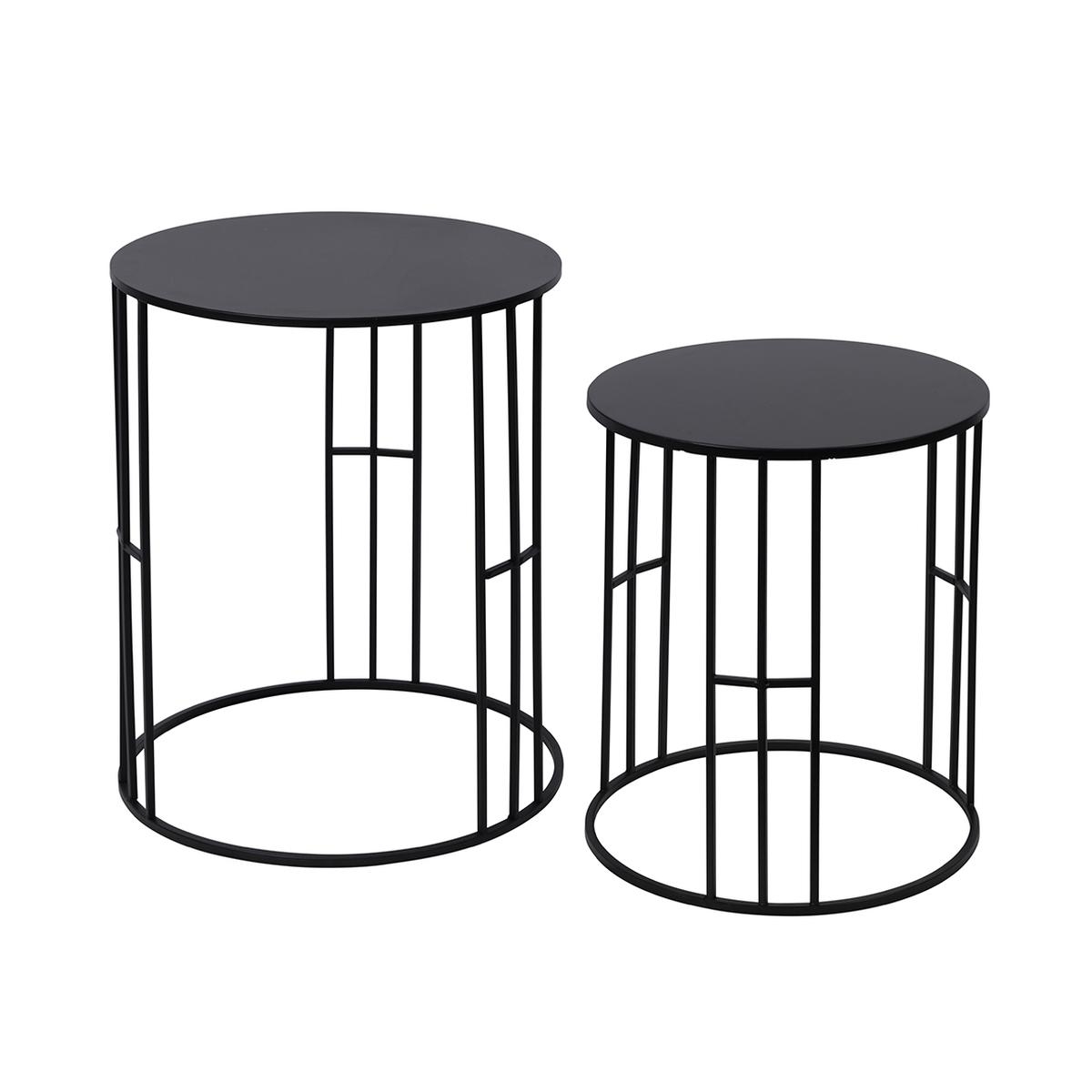 Set aus 2 stapelbaren runden Beistelltischen aus schwarzem Schmiedeeisen Daram Aktion Set aus 2 stapelbaren runden Beistelltischen aus schwarzem Schmiedeeisen Daram Aktion