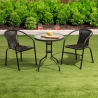 Runder Gartentisch 60 cm aus Karbonstahl und Glas Lorea Verkauf