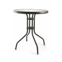 Runder Gartentisch 60 cm aus Karbonstahl und Glas Lorea Rabatte