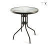 Runder Gartentisch 60 cm aus Karbonstahl und Glas Lorea Aktion