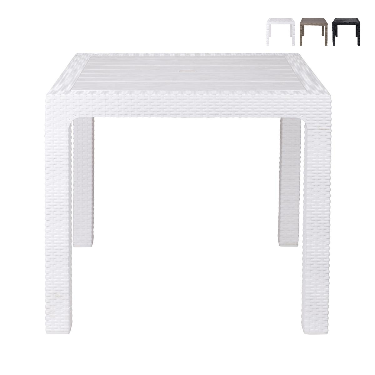 Quadratischer Gartentisch aus Kunststoff in Rattan-Optik 80x80 cm Varnu