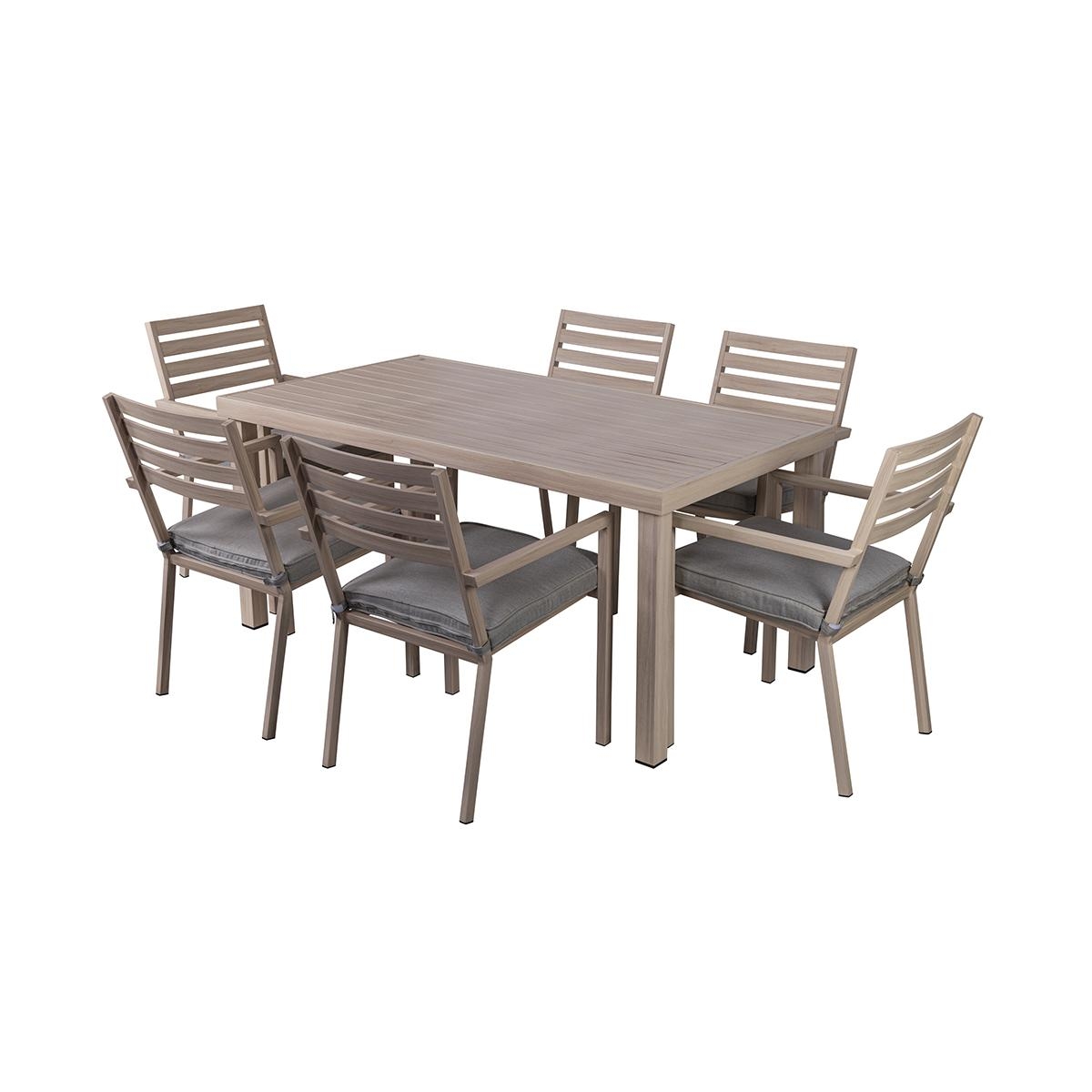 Gartentisch + 6 Gartenstühle aus Aluminium mit Kissen Ibiza