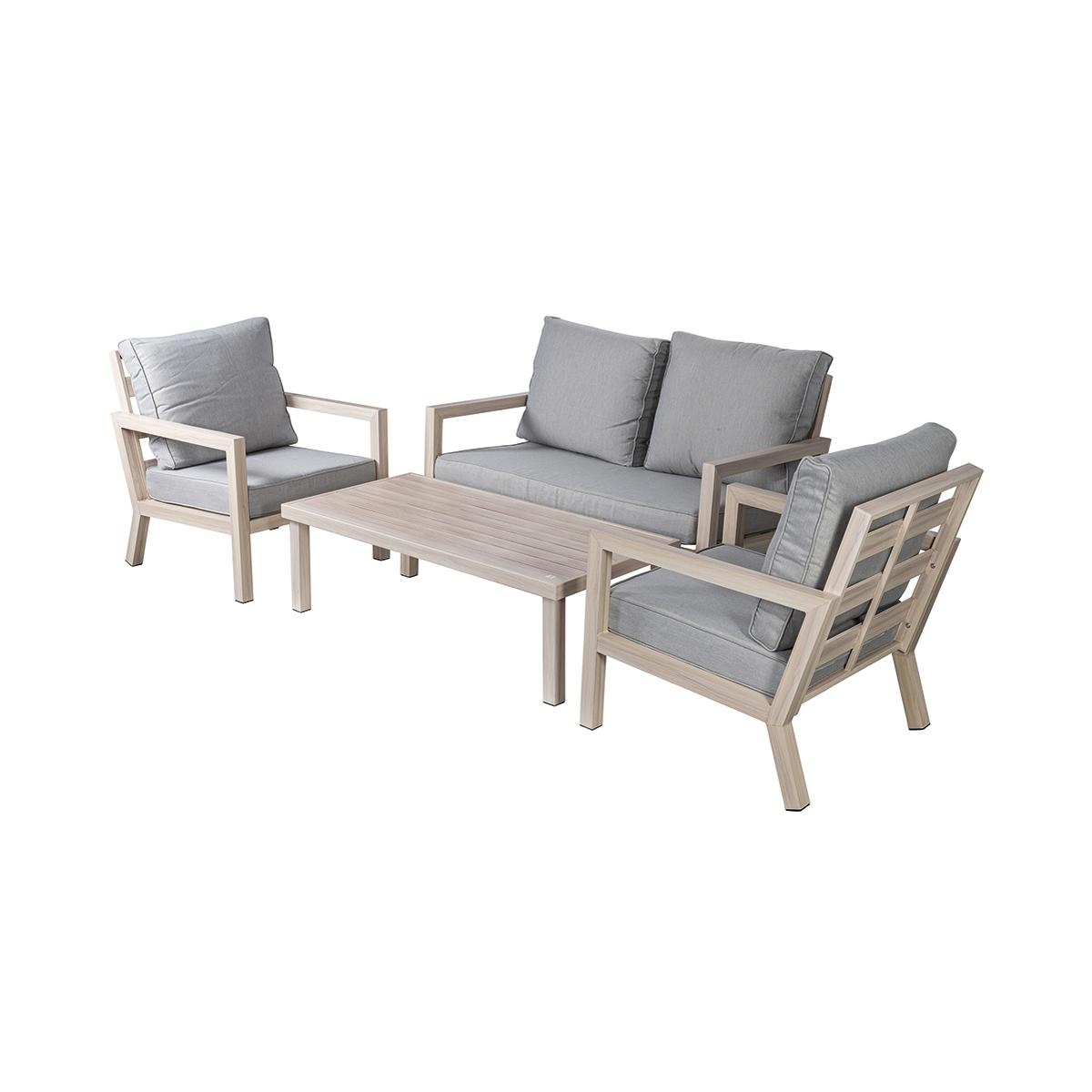 Gartenmöbel-Set Ibiza: Sofa, Tisch und 2 Sessel mit Kissen