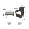 Rattan-Gartenlounge Set Rodi: 2-Sitzer Sofa, 2 Sessel, Tisch mit Glasplatte Modell