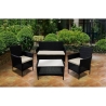 Rattan-Gartenlounge Set Rodi: 2-Sitzer Sofa, 2 Sessel, Tisch mit Glasplatte Lagerbestand