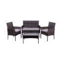 Rattan-Gartenlounge Set Rodi: 2-Sitzer Sofa, 2 Sessel, Tisch mit Glasplatte Aktion