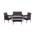 Rattan-Gartenlounge Set Rodi: 2-Sitzer Sofa, 2 Sessel, Tisch mit Glasplatte Aktion