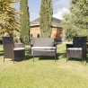 Rattan-Gartenlounge Set Rodi: 2-Sitzer Sofa, 2 Sessel, Tisch mit Glasplatte Verkauf