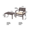Gartenmöbel-Set Fij: Sofa, 2 Sessel, Tisch in Holzoptik 
