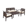 Gartenmöbel-Set Fij: Sofa, 2 Sessel, Tisch in Holzoptik Lagerbestand