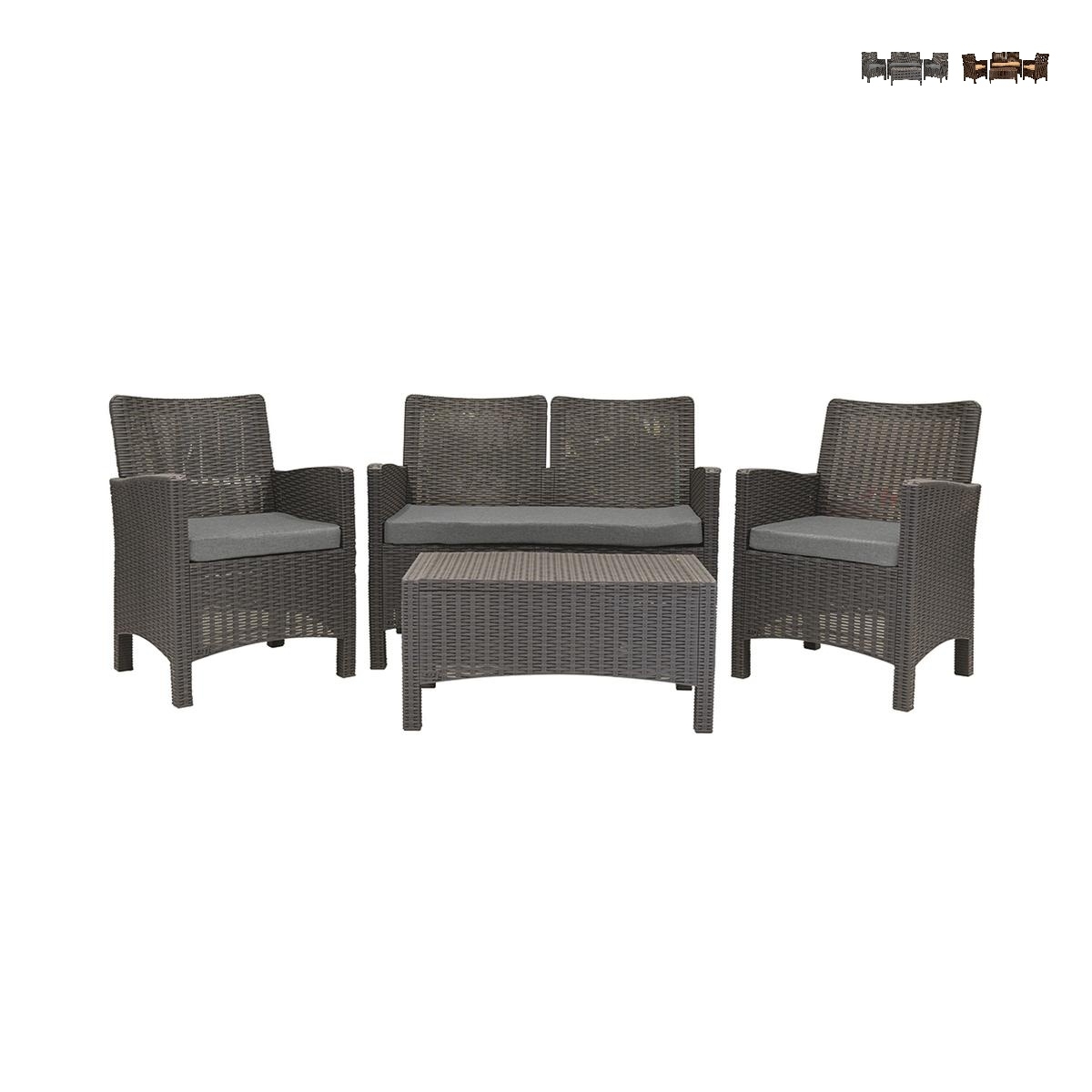 Gartenlounge Set Sofa 2-Sitzer Sessel Tisch Rattanoptik Malaga
