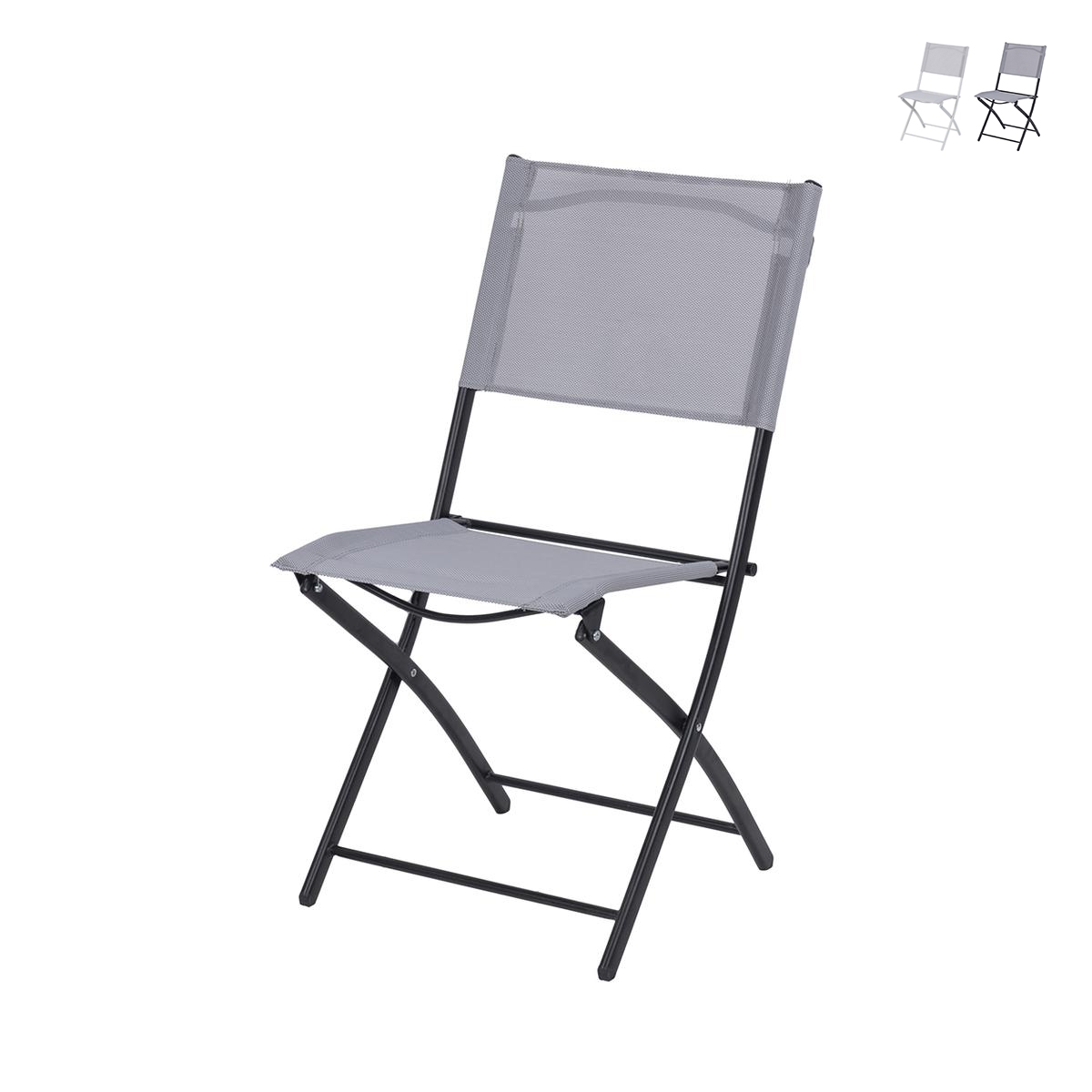 Klappstuhl für den Außenbereich, Gestell aus Eisen, Polyester und PVC, Modell Maratea