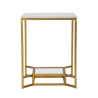 Goldfarbener Couchtisch aus Metall mit Marmorplatte 47x47x60 Double Marble Angebot