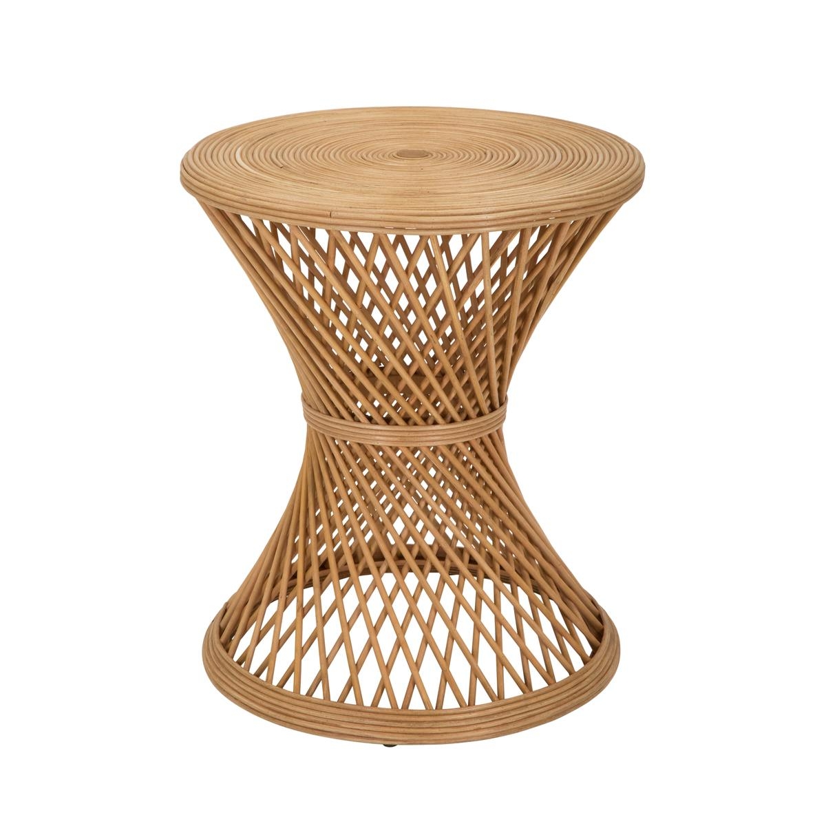 Runder Couchtisch aus Rattan 56x48x48cm im Boho-Chic-Stil Teyra