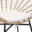 Metall- und Rattanstuhl mit weißem Kissen Boho-Chic Panama Lagerbestand