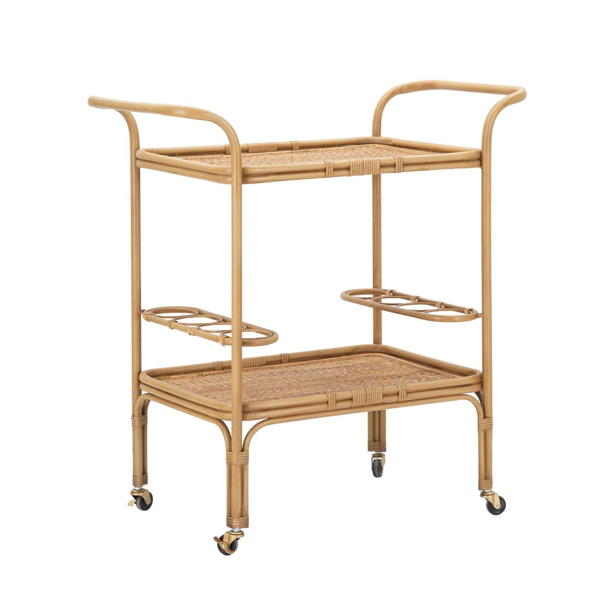 Servierwagen aus Metall und Rattan mit Flaschenhalter Panama