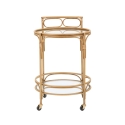Runder Servierwagen aus Rattan mit Glasablagen Panama Angebot