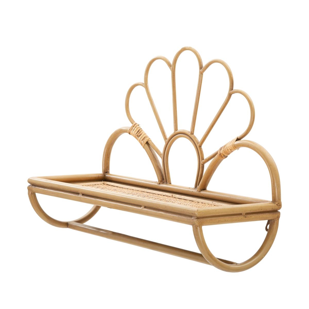Wandregal aus Metall und Rattan mit Kleiderstange Panama