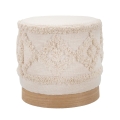 Runder Pouf aus gepolstertem Stoff mit Holzfuß 40x40 Damasco Aktion