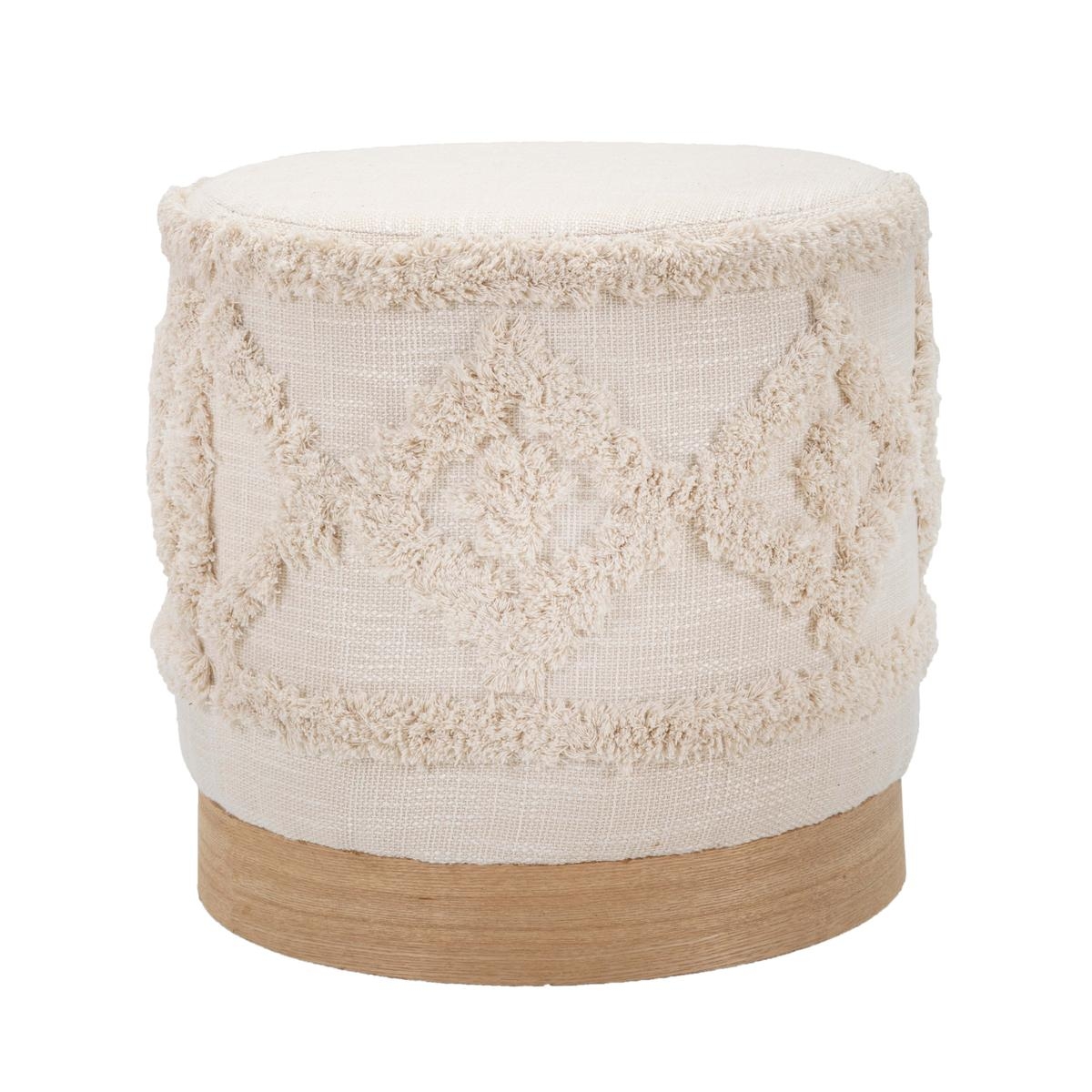 Runder Pouf aus gepolstertem Stoff mit Holzfuß 40x40 Damasco