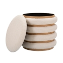 Boho-Chic runder Aufbewahrungspouf aus Holz und Stoff Damasco Line Sales