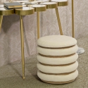 Boho-Chic runder Aufbewahrungspouf aus Holz und Stoff Damasco Line Verkauf