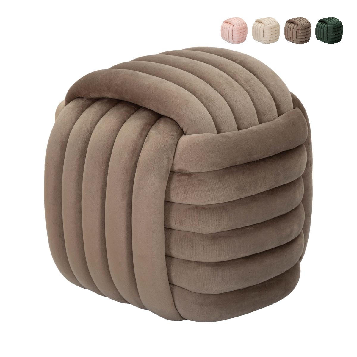 Moderner Samt-Pouf Softy mit gestepptem Design Rabatte