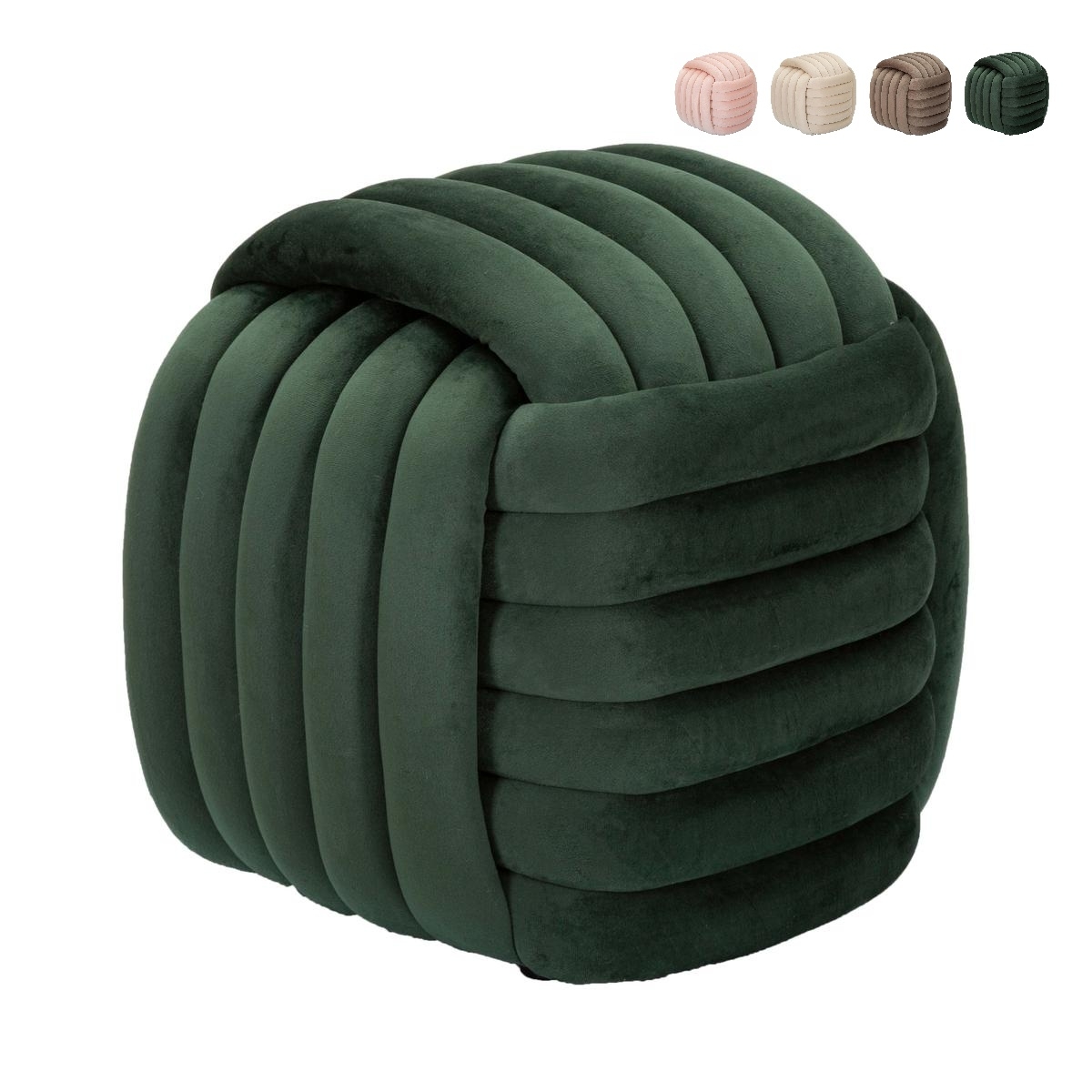 Moderner Samt-Pouf Softy mit gestepptem Design