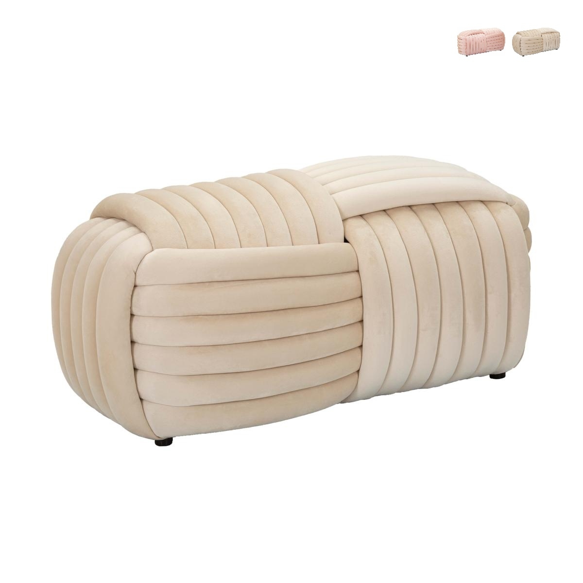 Moderner Design-Pouf aus Samt, geflochten, 90x45x45cm, Softy