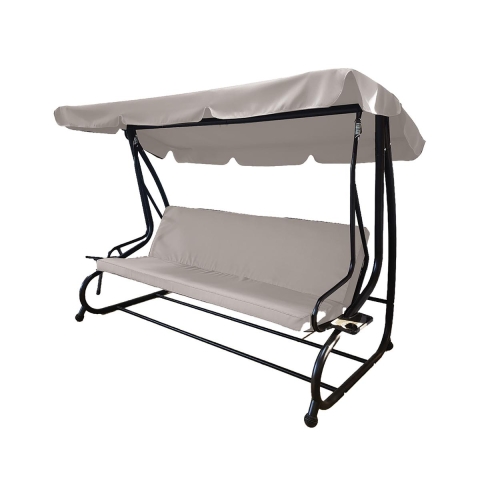 Garten-Schaukel 3-Sitzer mit Sonnendach 230x120x165 cm Grau Deluxe Aktion