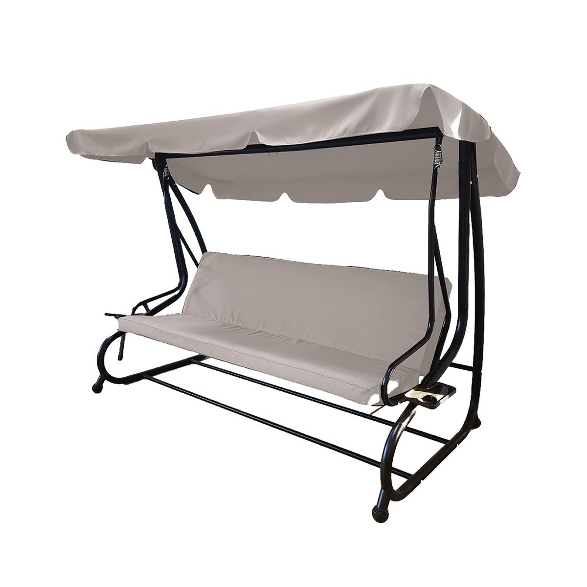 Garten-Schaukel 3-Sitzer mit Sonnendach 230x120x165 cm Grau Deluxe