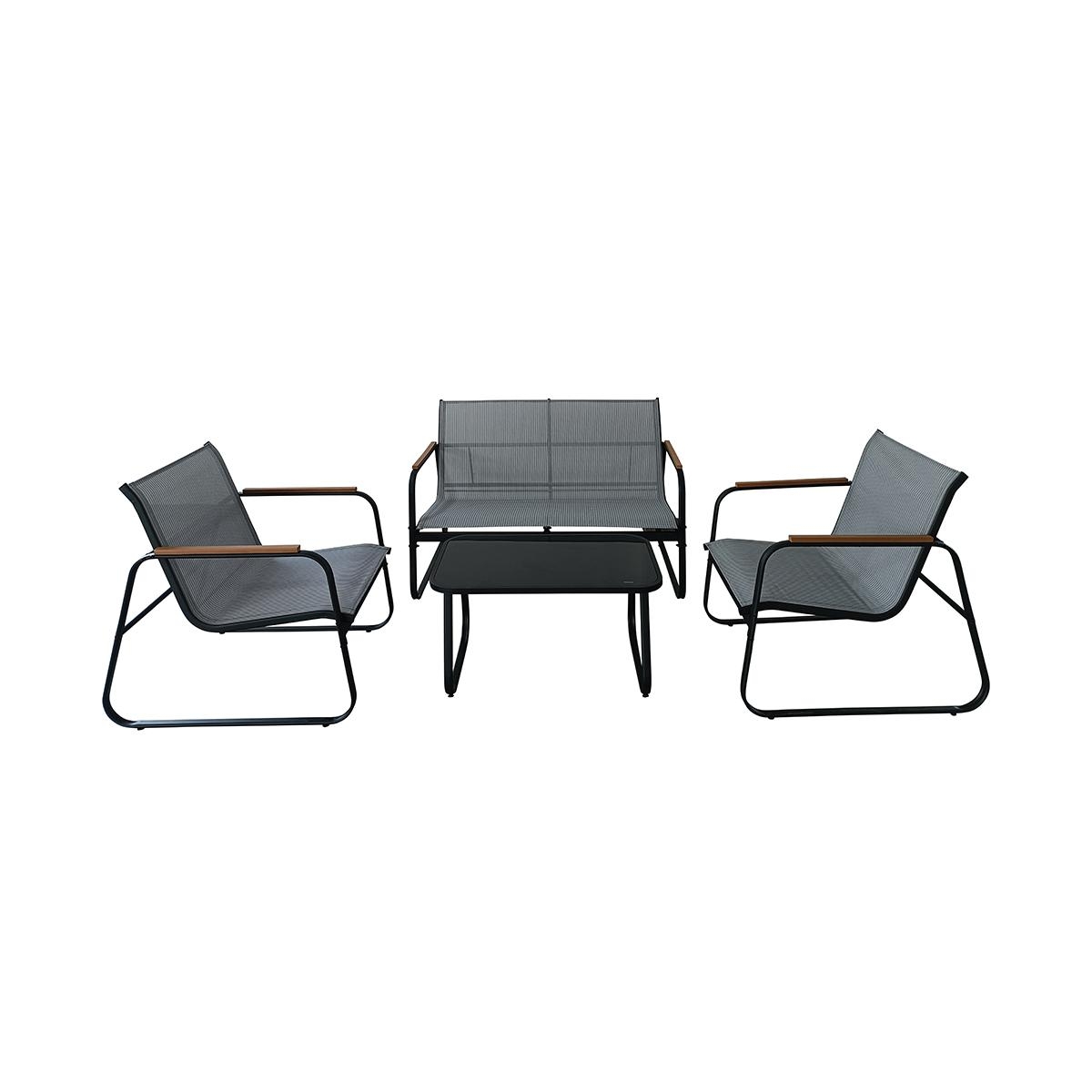 Gartenmöbel-Set für 4 Personen aus Stahl mit Glastisch Saint Martin