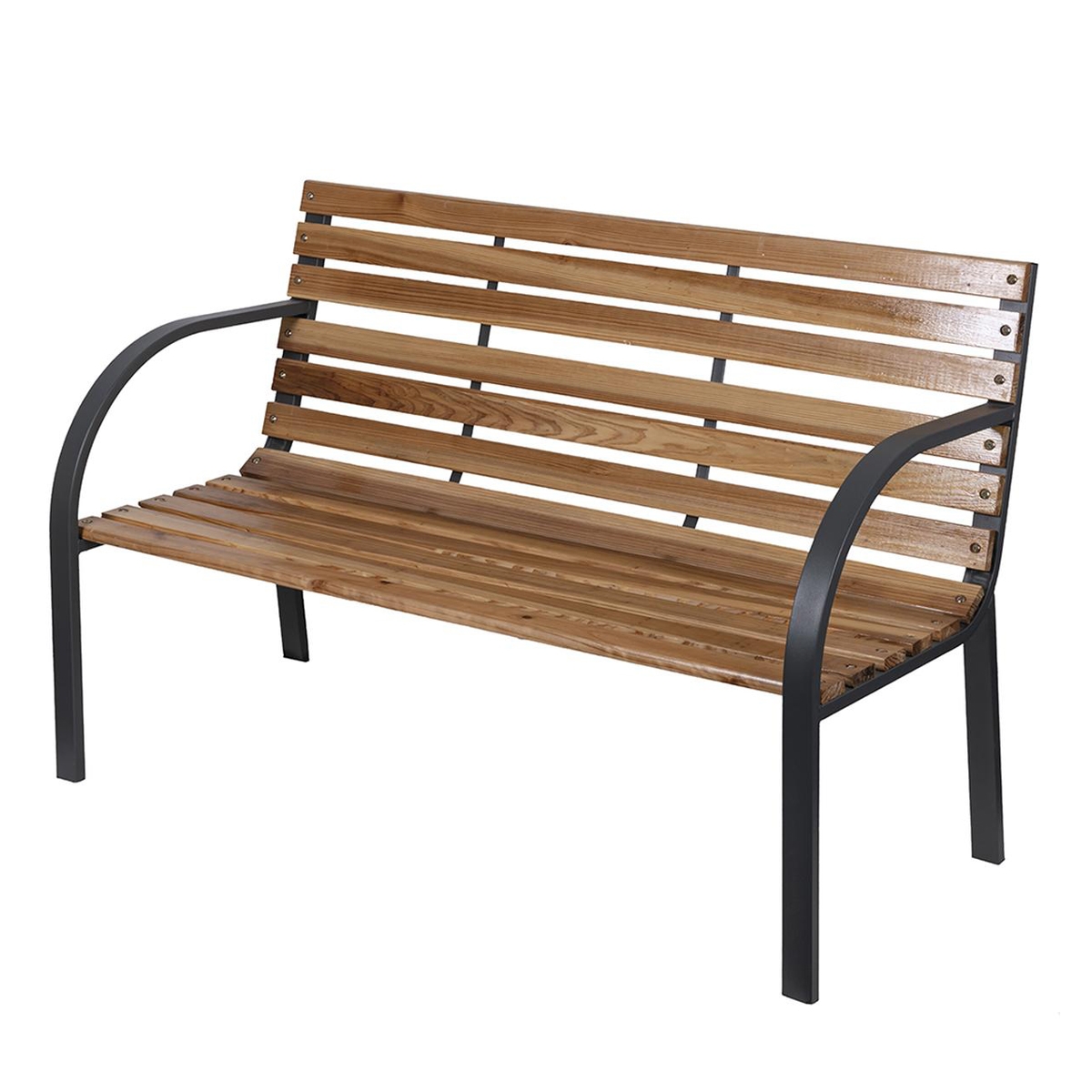 Holzbank aus Tannenholz und Stahl 120x58x83 cm Kovek
